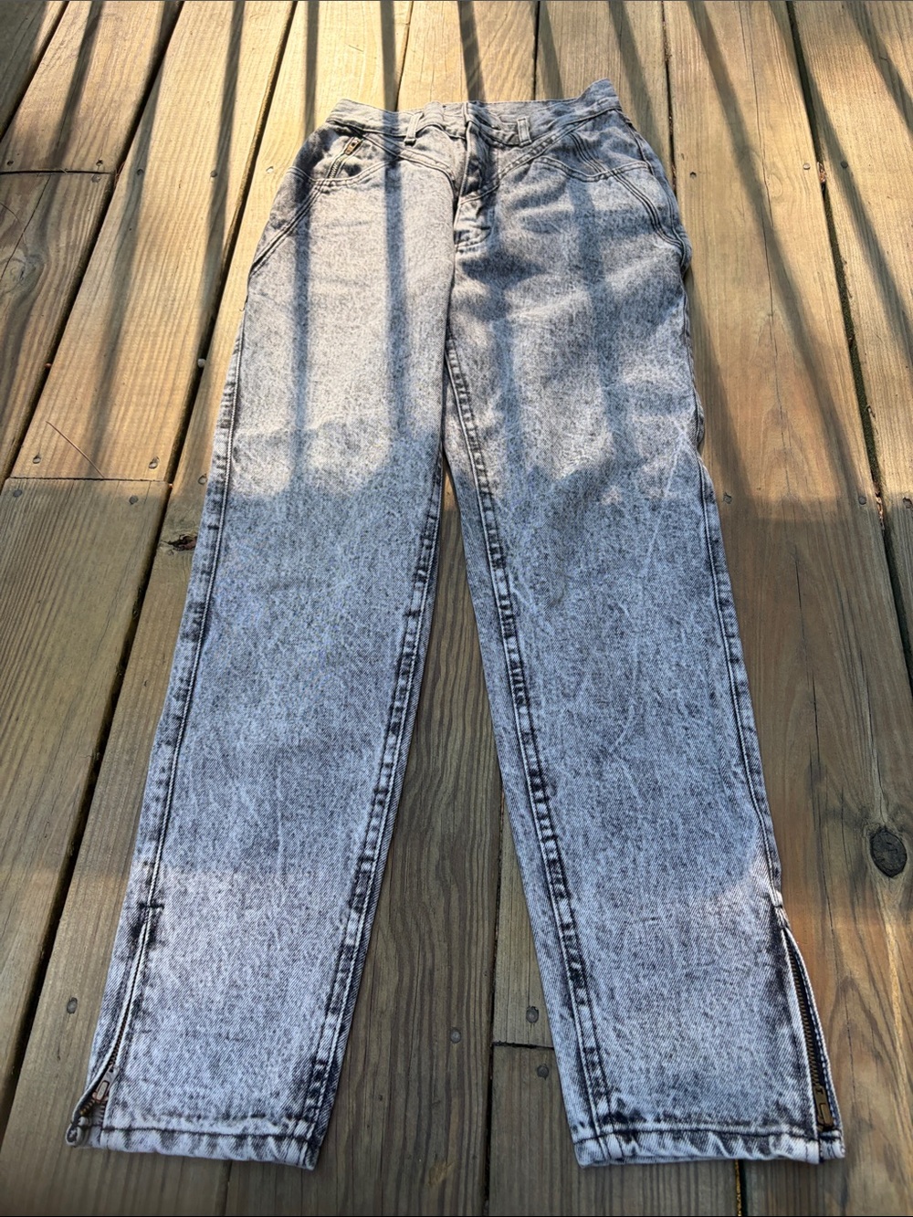 Womens Vintage acid Washed Gray Straight-Leg Jeans Lee